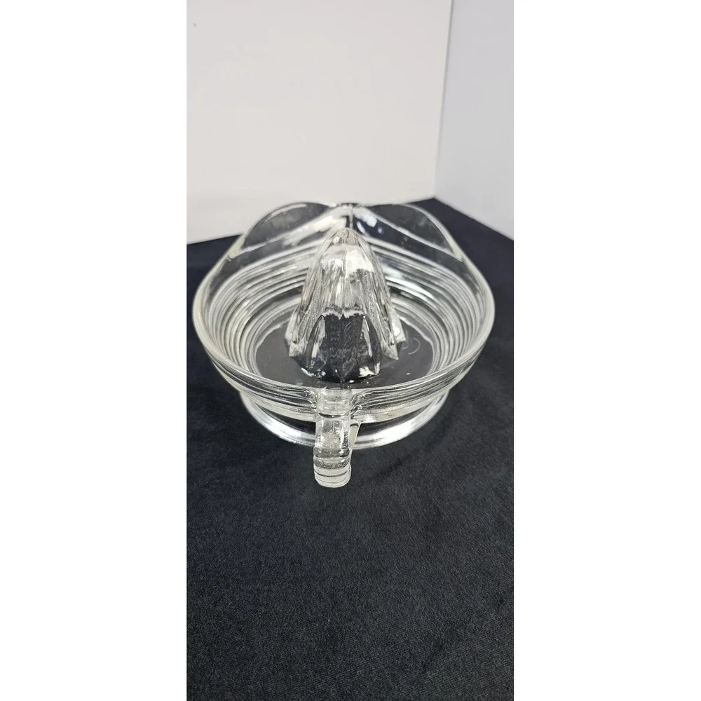 Vintage Clear Glass Citrus Juicer Orange Lemon Lime Juice Reamer Ribbed Art Deco